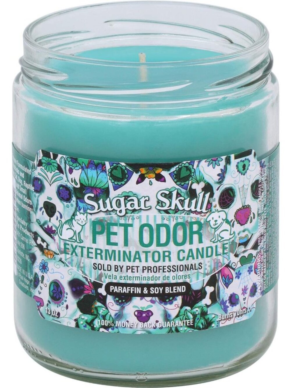 Pet Odor Eliminating Candles - Sugar Skull Design, Set of 2 for Fresh Home